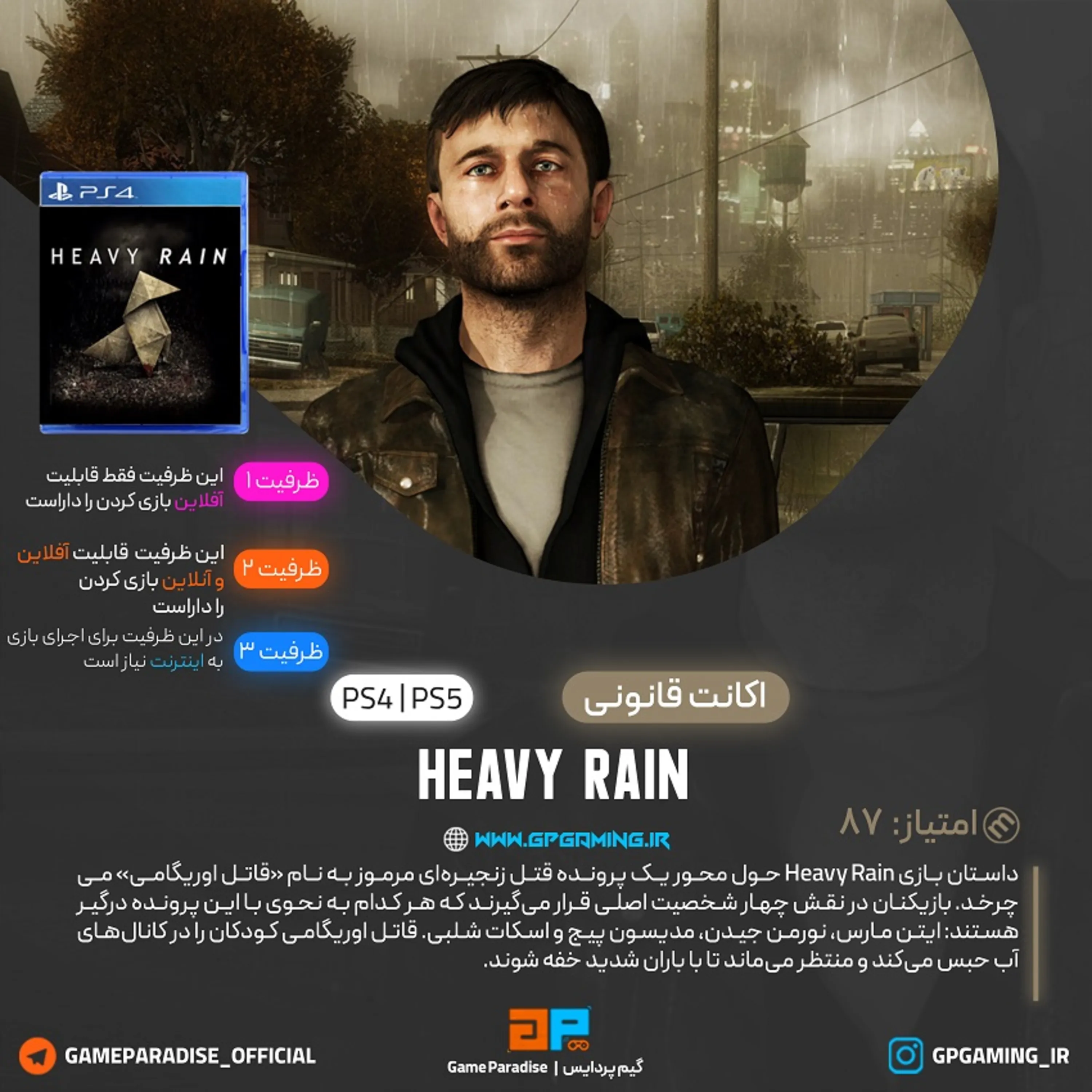 اکانت قانونی Heavy Rain برای PS4 & PS5